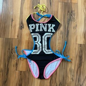 Y2K Victoria’s Secret PINK black one piece monokini